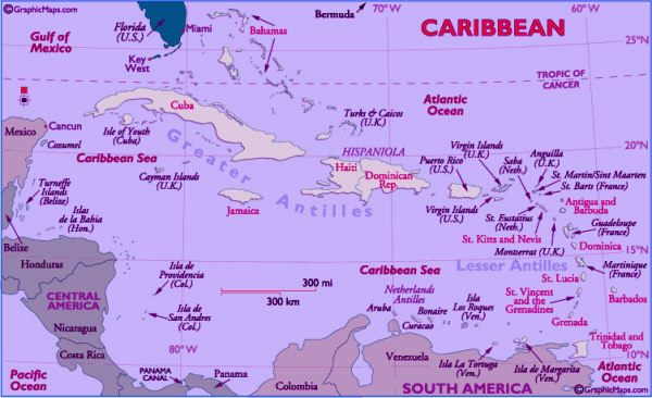 Map Of Caribbean Countries. Caribbean Map